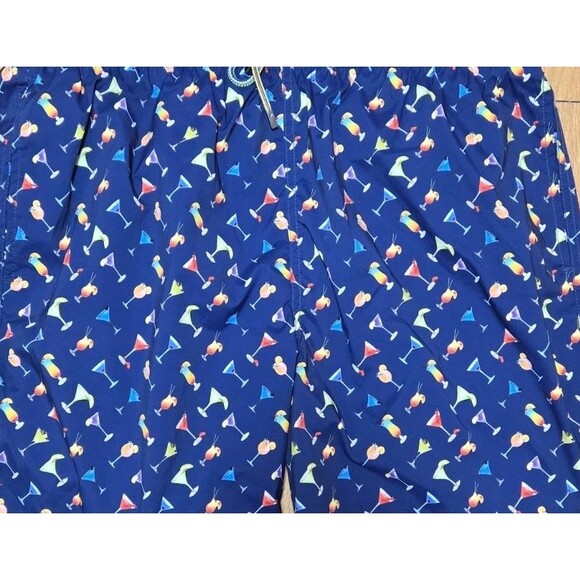 Bugatchi Mens Swim Trunks Size XL Night Blue Rainbow Cocktails Drinks - Picture 4 of 5